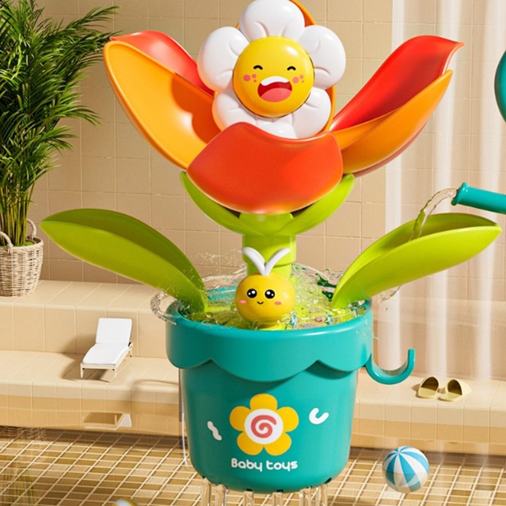 Blooming Sunflower Water Sprinkler Bath Toy for Toddler Enhancing Hand Eye Coordination Sensory Bathtub Shower Toy