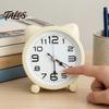 Cat Ear Alarm Clock for Kids, Silent Non-Ticking Metal Analog Clock, Battery Powered Home Office Desk Decor Children