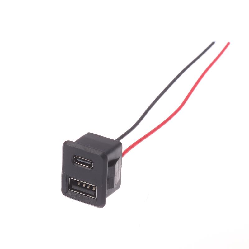 1/3Pcs Power Socket With Cable Connector Double Layer Usb Female Base Type-C Socket And Female Usb Lamp Charging Socket
