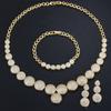 T0142 Bridal Dinner Wedding Full Diamond Accessories, High-End Zircon Round Necklace Earrings Bracelet Three-Piece Set