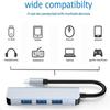 4-in-1 USB-C Adapter Hub - BOOLING - MacBook Air-Pro iMac - 1 USB 3.0 - 3 USB 2.0 - Gray Aluminum