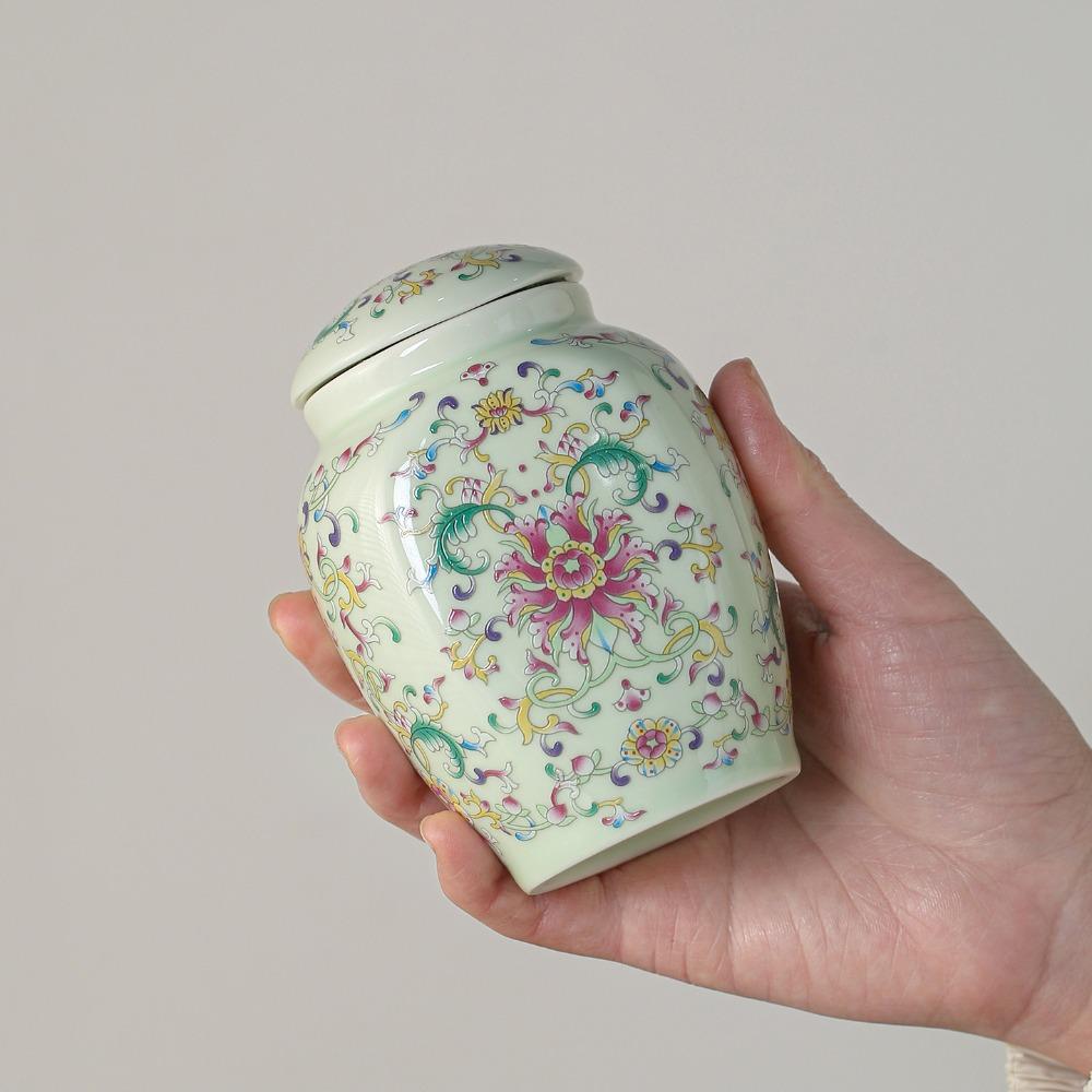 European-style Enamel Floral Vine Storage Jar Large-capacity Sealed Tea Canister Coffee Beans Candy Storage Jar Decorative Jar