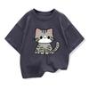 Original Design Summer Children Clothing Kids Short Sleeve T Shirts Cute Litle Cat Graphic Boys Girls Casual Loose Tee Tops