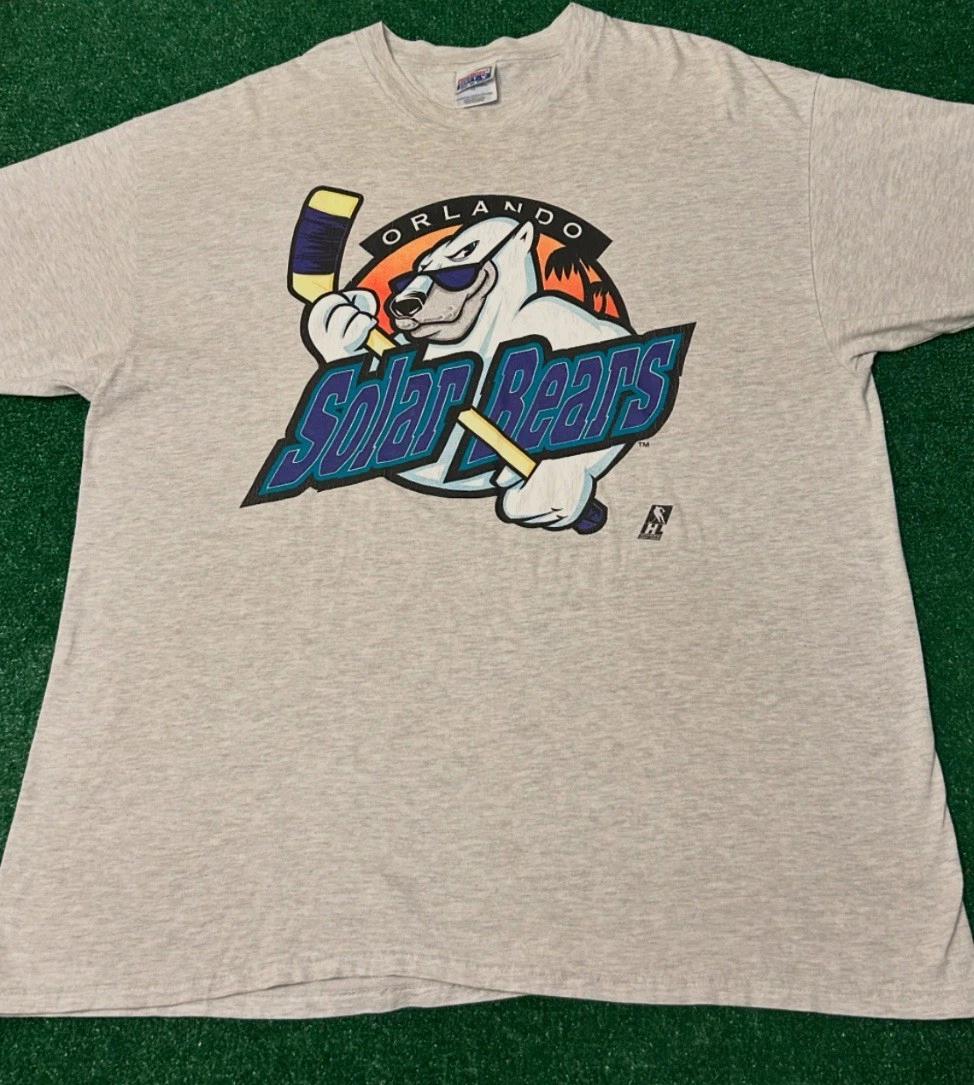 Vintage 90s Orlando Solar Bears Hockey Big Logo VTG Shirt Mens Size XXL 1990s L
