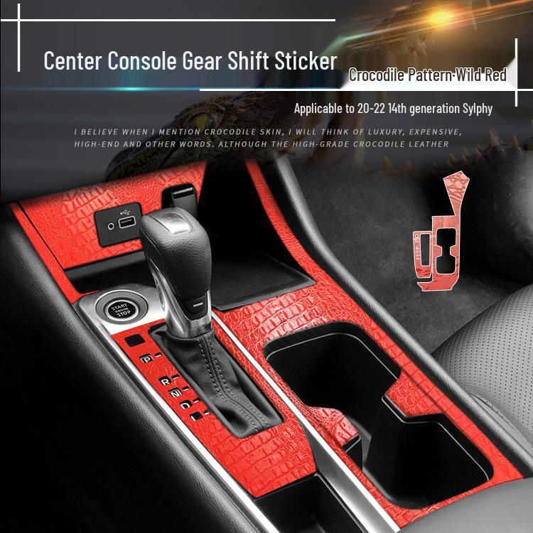Krokodilmuster Schwarze Folie für 14. Gen Sylphy Innenraum Konsole Gangschaltung Dekoration (20-22)