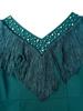 Green Elegant Tassel Beading Dress V Neck  Long Sleeve Patchwork Slim Fit Party Package Hip Women Evening Gown