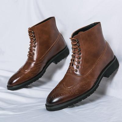 Fashion Brand Men Boots Fashion High-Top Leather Boot Luxury Pointed Chelsea Boots for Men Classic Business Dress Boots Botas Masculinas