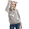 Women's Fashion Casual Top Solid Color Long Sleeve Pet Pocket Hoodie Sweatshirt