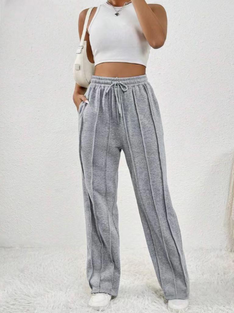 Autumn High Waist Wide Leg Loose Comfortable Women's Pants - Casual, Sports, Straight Leg