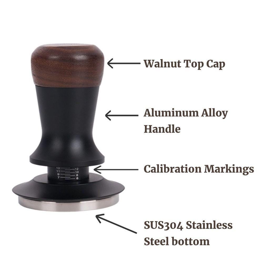 51/53/58MM Coffee Tamper Walnut Wood Constant Pressure Manual Espresso Tamper Stainless Steel Base Coffee Impact Tamper