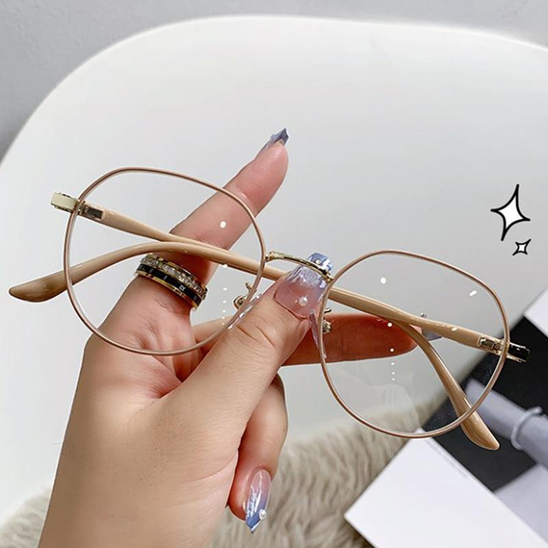 Anti Blue Light Blocking Glasses Ladies Myopia Glasses Ultralight Eyeglasses Metal Large Frame For Women