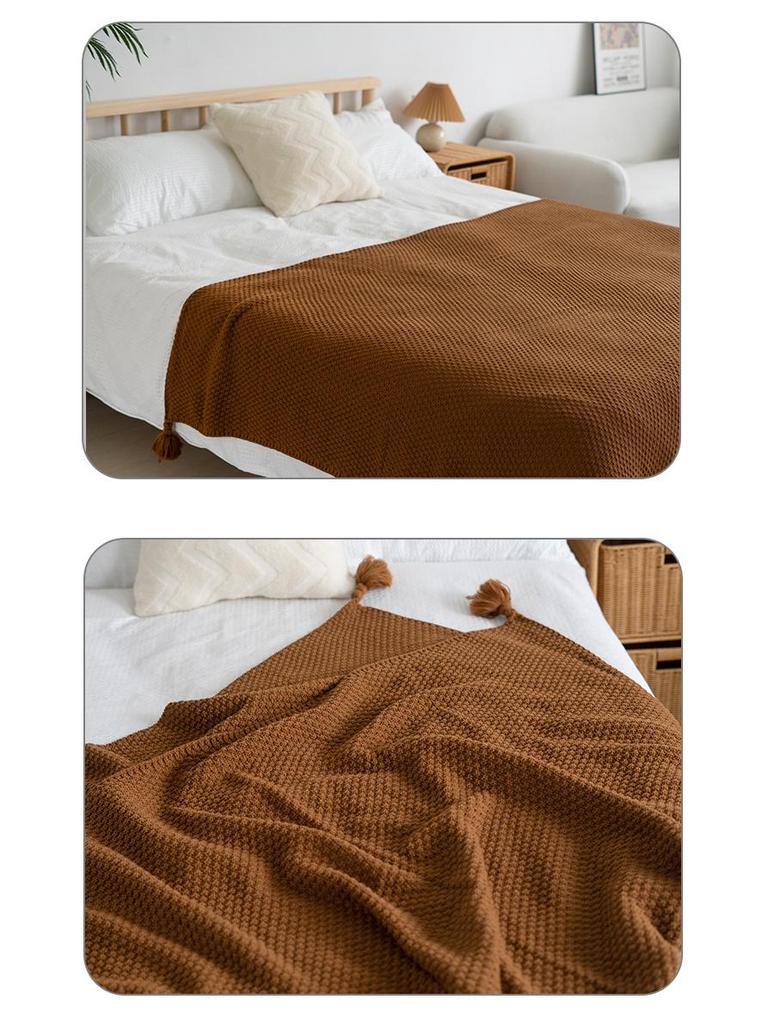 Nordic Style Knitted Office Nap Blanket - Versatile Shawl & Bed Runner