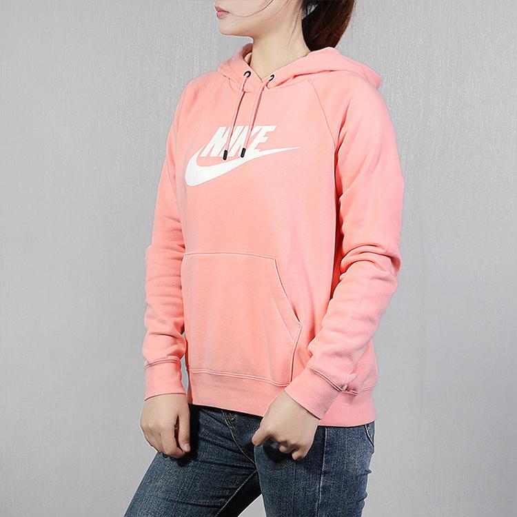 Nike Sportswear Essential Solid Color Hooded Casual Sports Sweatshirt Women sweatshirt Bleached-Coral BV4127-697