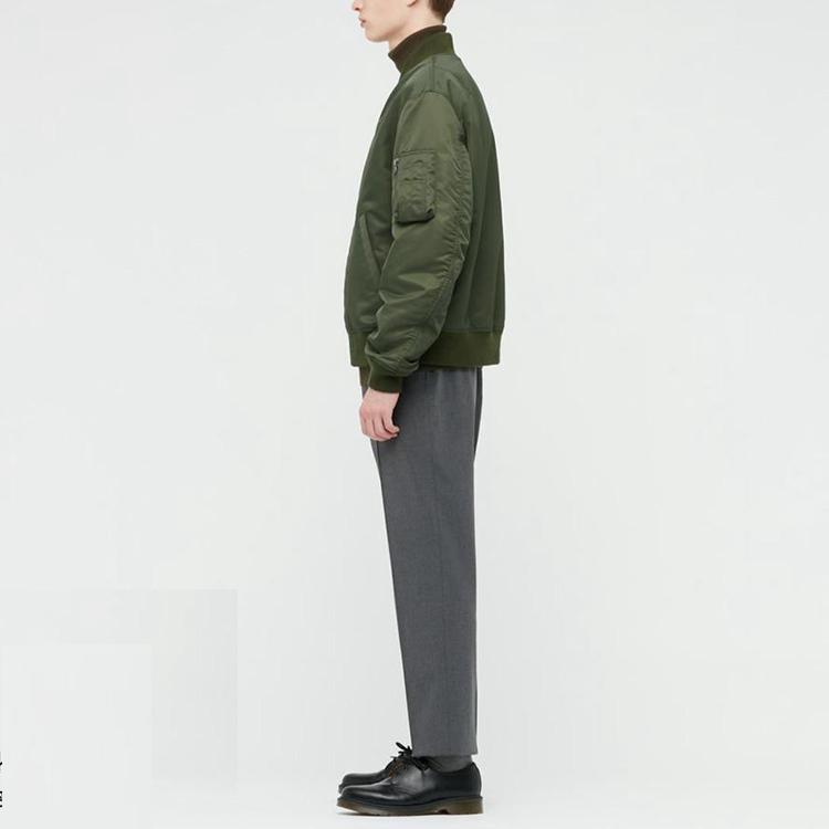 UNIQLO Solid Color Zipper Baseball Collar Pilot Cotton Jacket Unisex jackets Dark-Olive 442143-57