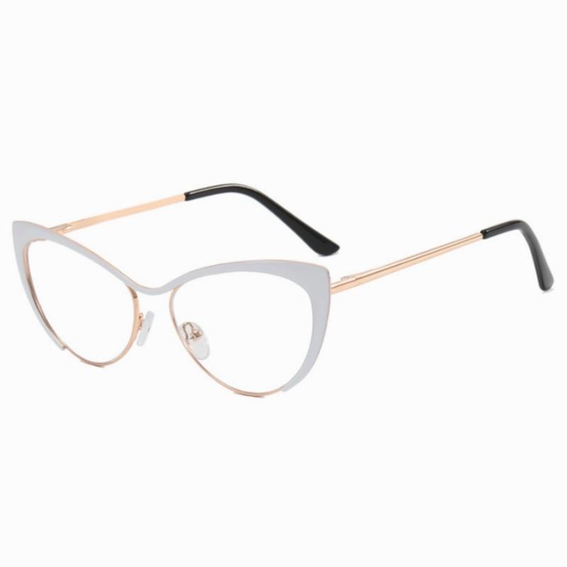 

Новые модные ретро анти-синий свет кошачий глаз женские очки металлическая оправа чтение компьютер прозрачные линзы женские простые очки белый