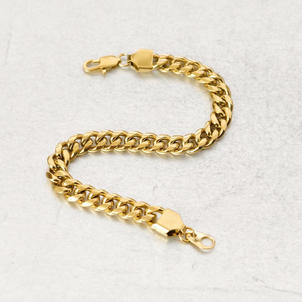 Punk 8mm Miami Curb Cuban Link Kette Armband Goldfarbe Edelstahl Handkettenarmband für Männer Frauen Schmuck Geschenk 2026