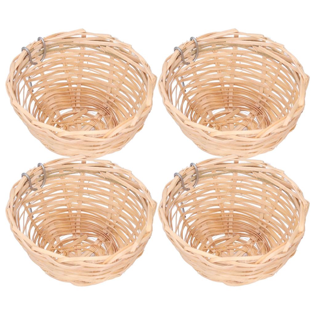 4pcs Bamboo Bird Nest Handmade Weaving Breeding Resting Bird House with Hook for Parrots Canary
