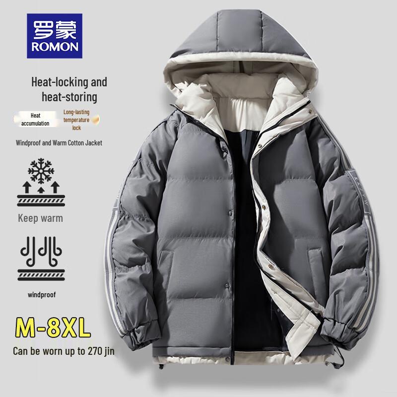 ROMON Men's Winter Hooded Plus Size Padded Jacket