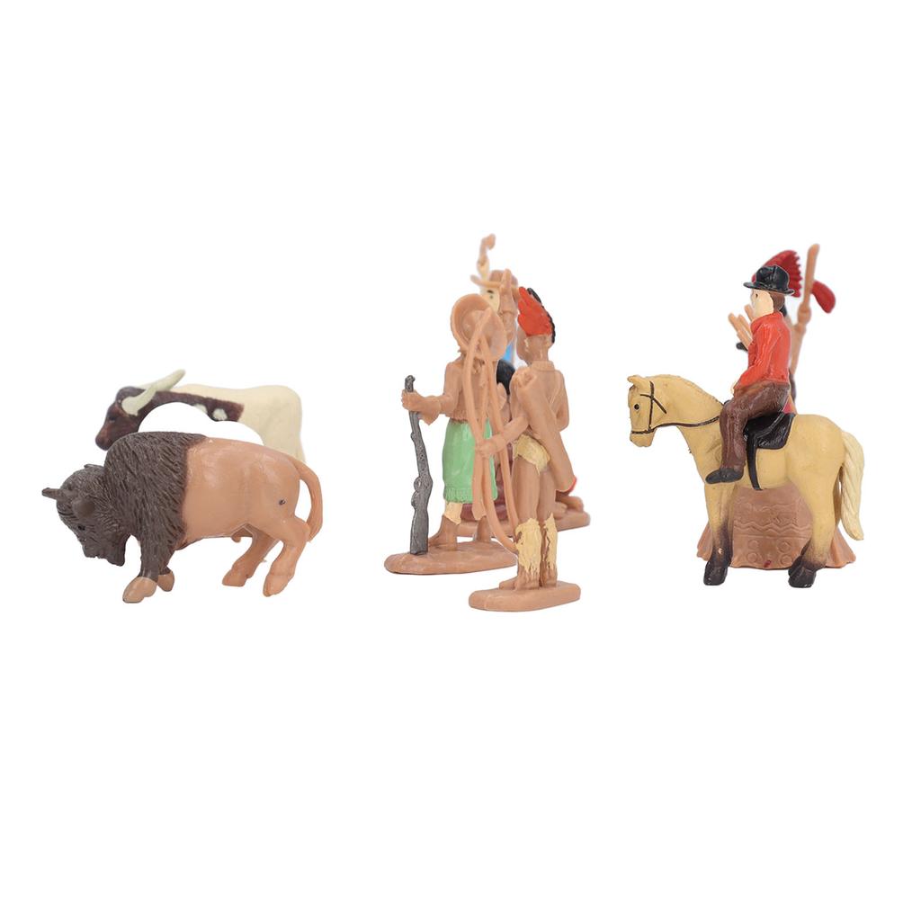10Pcs Cowboy and Indian Action Figures Strong Durable PVC Rich Details Cowboy Figurines for Kids