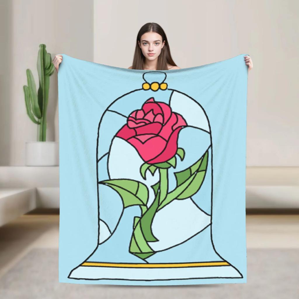 Beauty And The Beast Blanket Single Sided 2DPrint Soft Fluffy Warm Cozy Lightweight Blanket Bedroom Living Room Sofa Travel Gift