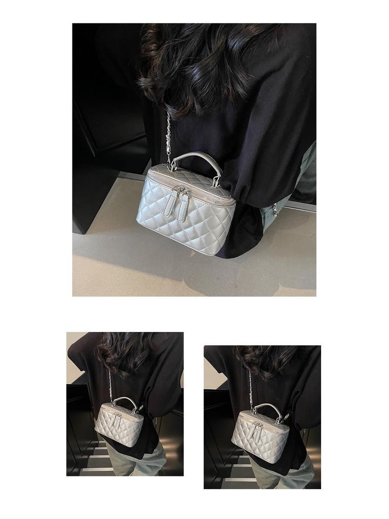 Women's 2025 Argyle Embroidery Small Handbag: Versatile Chain Crossbody, Handheld Box, Square Bag for Spring/Summer Fashion
