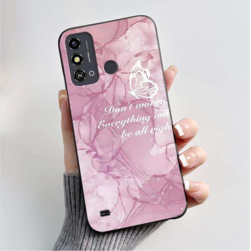 Case For ZTE Blade A53 BladeA53 Pro Casing Luxury Fashion Butterfly Flowers Black Soft TPU Silicone Protective Cover Phone Shell