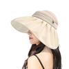 Summer Hollowed-out Wide-brimmed Sunscreen and Sunshade Hat, UV-protective Bucket Hat, Women's Outdoor Beach Sunscreen Hat