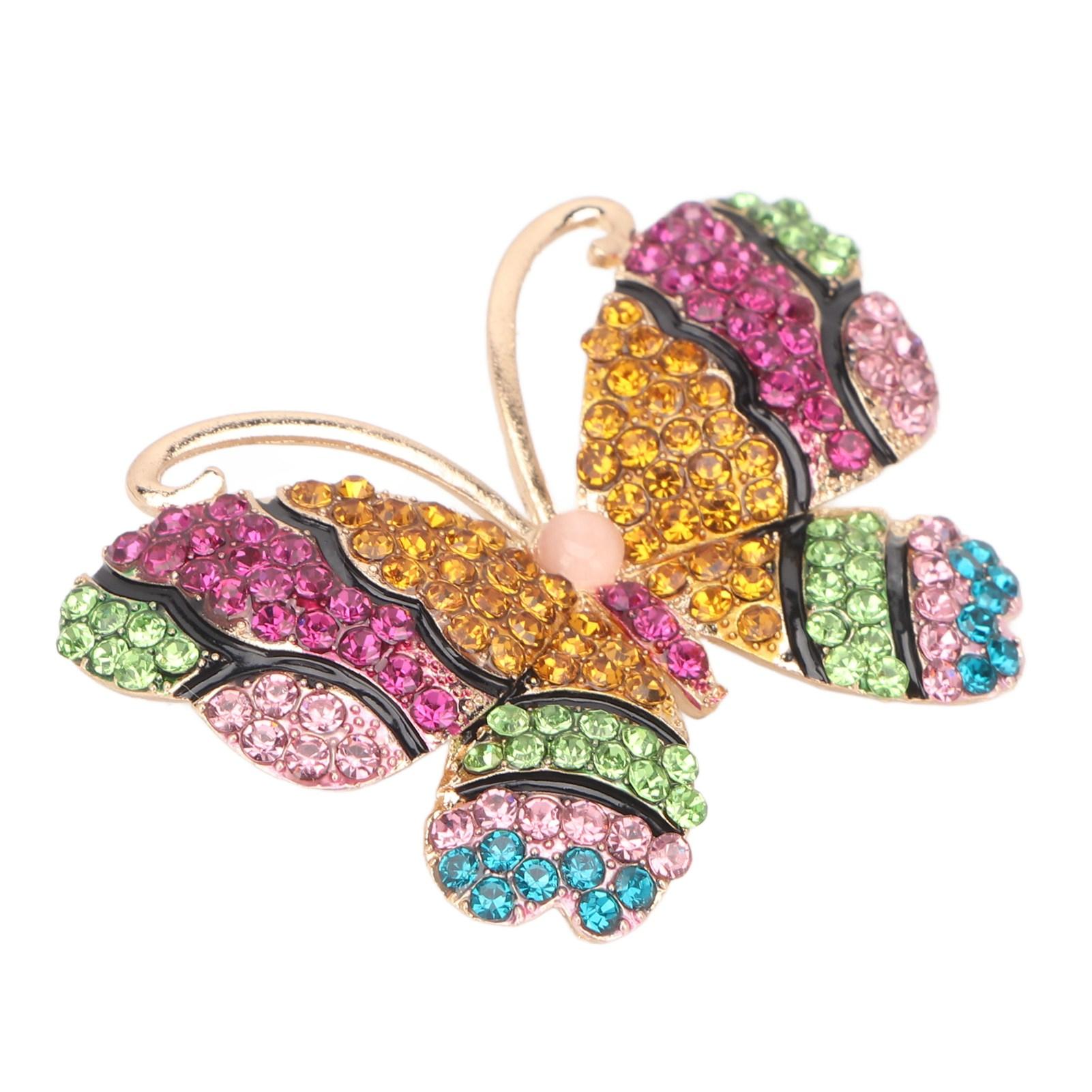 

Rhinestone Butterfly Brooch Retro Safety Colorful Butterfly Crystal Brooch Pin Decoration Gift for Women Girls