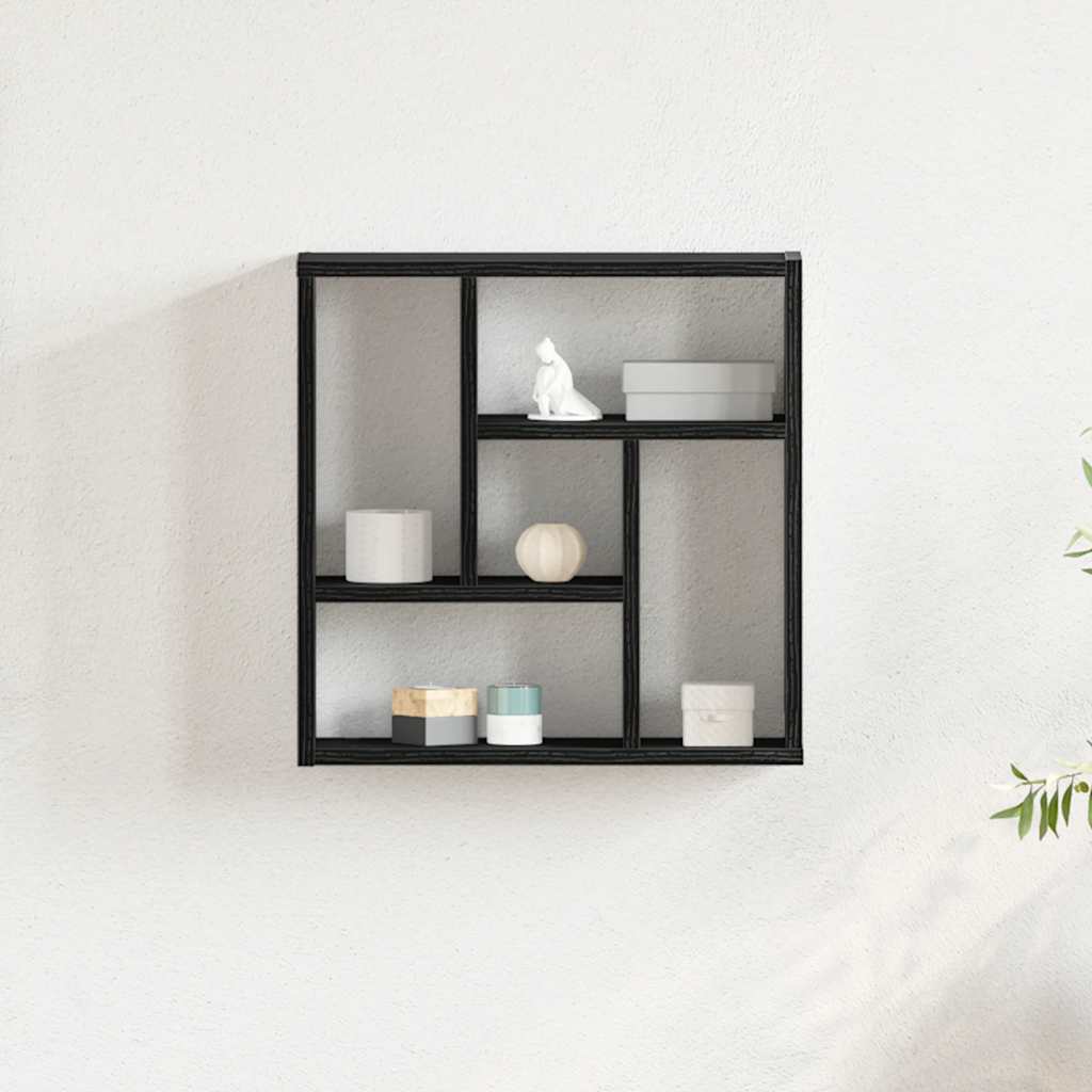 Schwarzes Wandregal, hängendes Dekorationsregal, Dekoratives Ablageregal, 45x16x45 cm Spanplatte