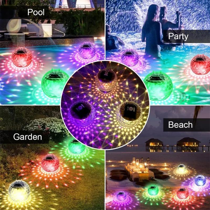 Solar Powered RGB Floating Pool Ball Lights, IP68 Waterproof Round Magic Ball Lamp, Outdoor Pond Garden Decor Night Light for Holiday, Party & Wedding