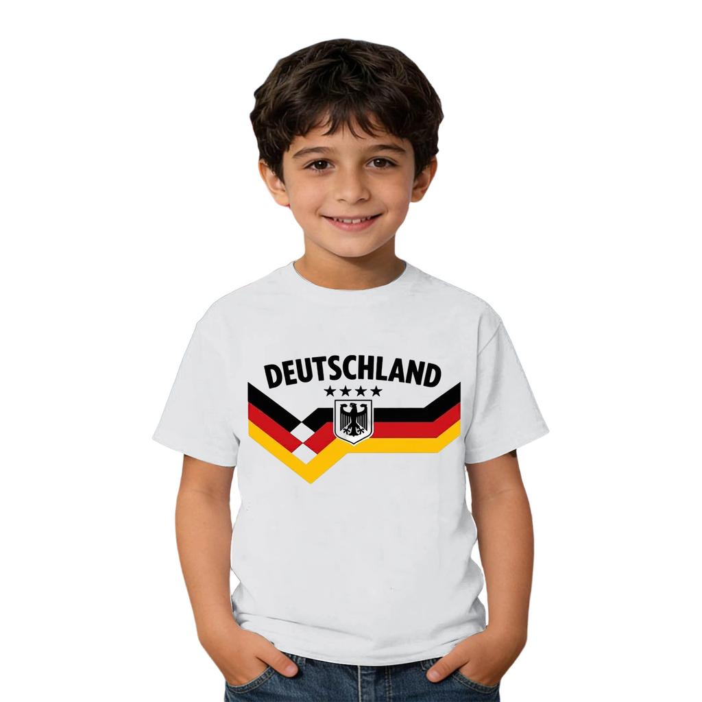 Camiseta Casual de Cuello Redondo para Niños con Estampado de Deutschland Manga Corta para Niños y Niñas Ajuste Suave y Cómodo