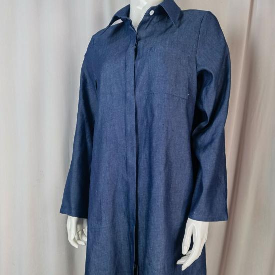 Denim Dress Single Breasted Pockets Summer Buttons Knee Length Dress Streetwear