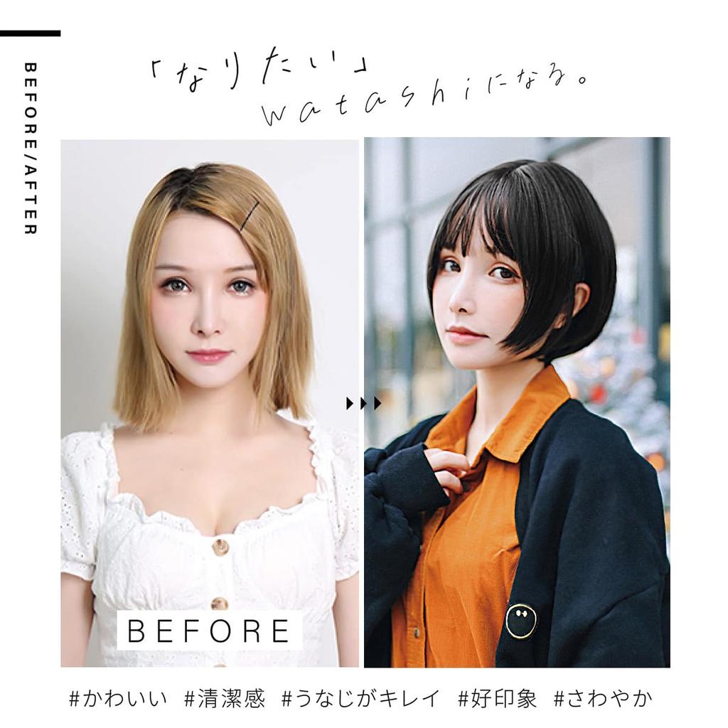 Perücke Kurzer Bob Hitzebeständig Vollperücke Schwarzes Haar Natürliche Runde Silhouette mit Perückennetz Rund Kurz Rein Schwarz [TefuRe] D-3110-PBk