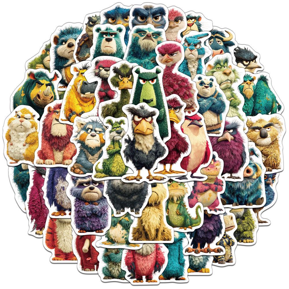 Retro Animal Character Stickers (50-Pack) – DIY Phone Case Decorations