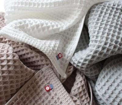 Soft Fluffy Imabari Waffle Face Towels 5-Piece Set Beige Made Japan