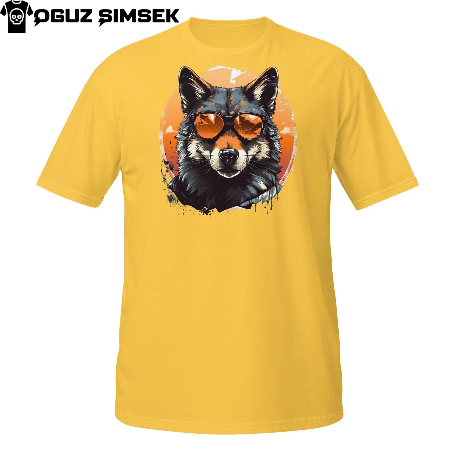 Streetwear Wolf T-Shirt Mens Womens Tees Top – Cool Wolf with Shades Urban Graphic Tee 2XL
