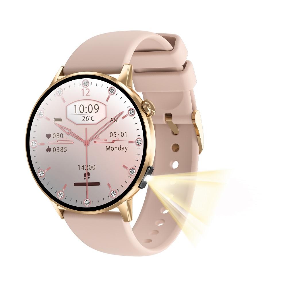 

Fashion Women Screen Blue Tooth Call Smart Watch Heart Rate Health Sports Music Flashlight Voice Assistant Smartwatch