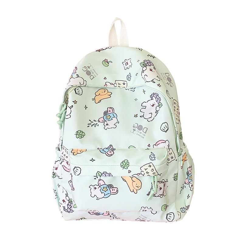 Korean Version of Cartoon Printed Backpack Large Capacity Student Backpack Going Out Travel Bag Junior High School High Value Backpack Men and Women