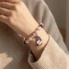 Color Printing Christmas Dwarf Bracelet Elastic Rope Crystal  Flower  Bracelet  Party Favor