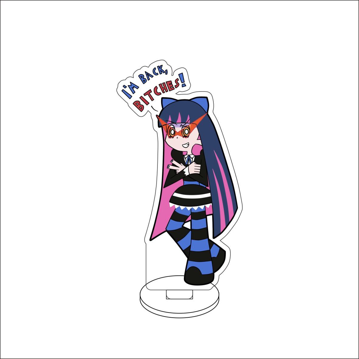 

10CM Anime Panty Stocking with Garterbelt Figure Stand Model Stocking Anarchy/Scanty/ Cute Desk Decor Standing Sign Gifts 10CM