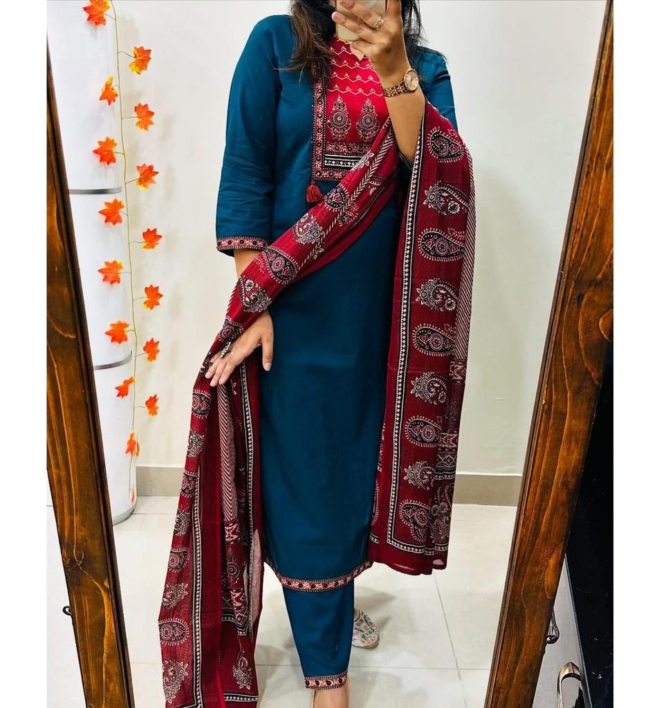 Indisk Bollywood Kurti Salwar Kameez Sett Festantrekk Bollywood Topp Tunika Kurta Buksesett