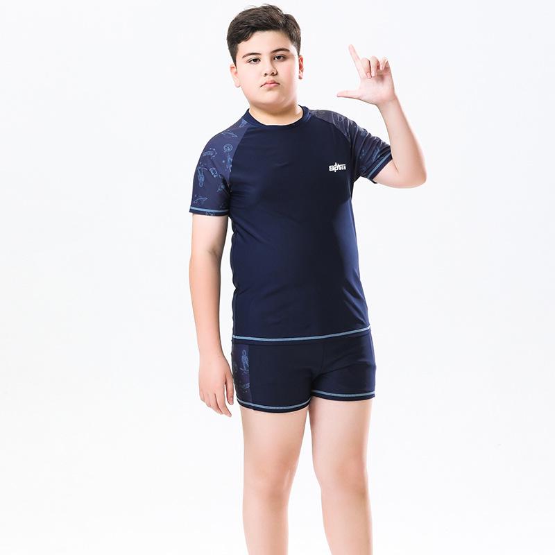 

Boys Plus Size Two-Piece Swimsuit Set for Middle and Big Kids - Ideal for Hot Springs 160 темно-синий