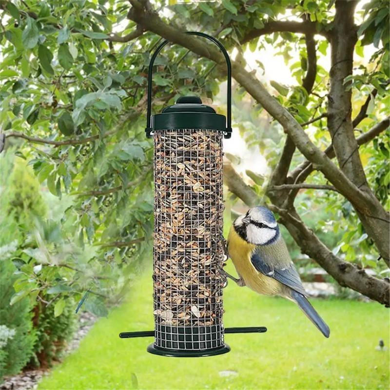 1pc Bird Feeder Hanging Outdoor Dark Green Iron Mesh Stainless Steel Hummingbird Pet Feeding Tool