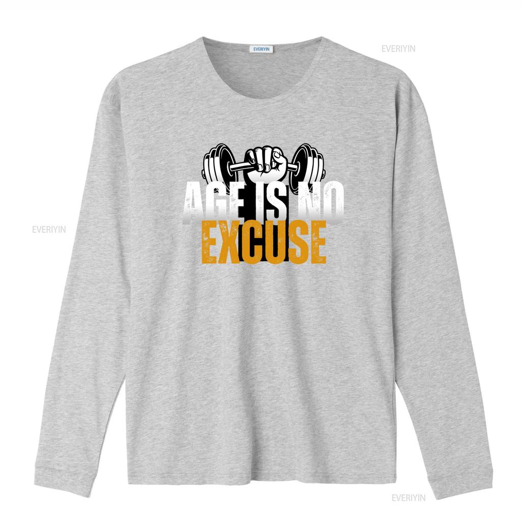 Age Is No Excuse Workout T Shirt Motivational Gym Apparel for Senior Fitness Enthusiasts Inspirational Design Healthy Living