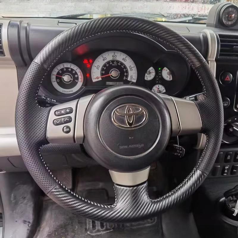 For Toyota FJ Cruiser 2006-2020 Hand-stitched non-slip Black Genuine Leather Car Steering Wheel Cover Auto parts