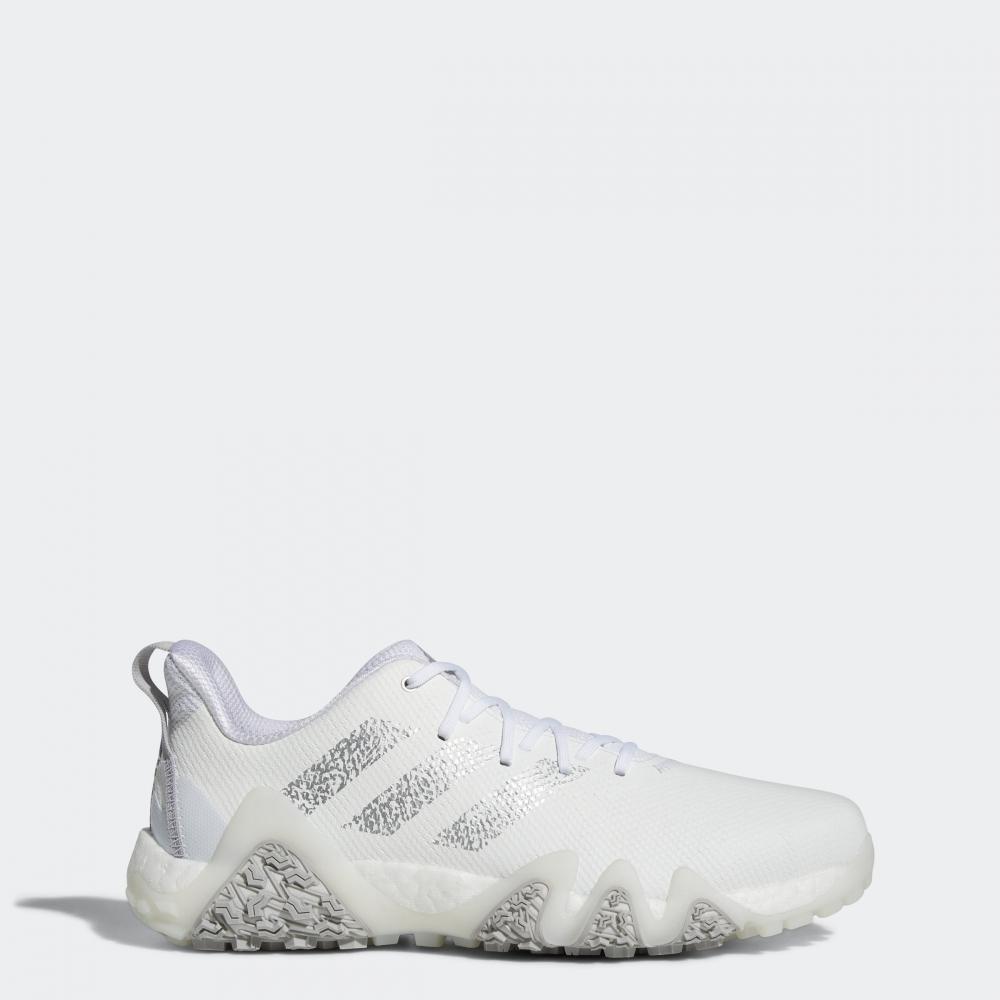 

adidas Men s adidas Codechaos 22 Limited Edition Spikeless Golf Shoes cloud white silver metallic grey two