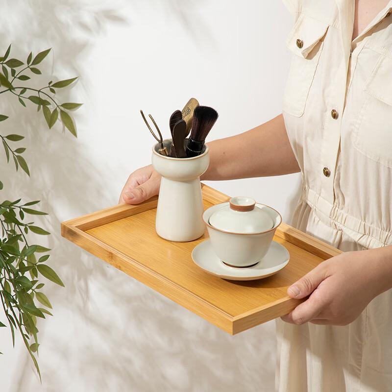Bamboo and Wood Serving Tray 22x13cm