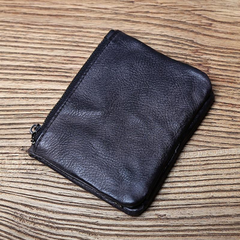 NZPJ Retro Leder Geldbörse für Herren Damen Kurze Geldbörse Erste Schicht Rindsleder Vertikale Geldbörse Pflanzlich gegerbtes Leder Bankkartenhalter