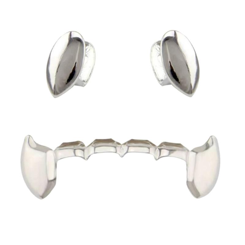 

Shimmering Double Canine Piercing Jewelry Set Bronze Produced Tiny Constructed Teeth Left Right Exchangeable Body Accessories