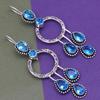 925 Silver Blue London Topaz Sterling Gemstone Earring Earrings Jewelry
